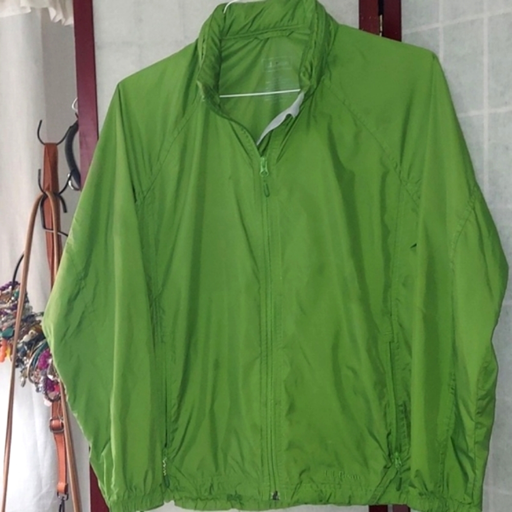 LL Bean Green zip Lightweight Windbreaker Jacket Sz L